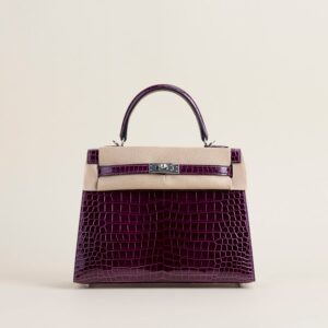 Kelly25 Shiny Porosus Crocodile 59 Raisin PHW