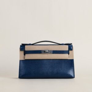 Kelly pochette Lizard 73 Bleu sapphire  GHW