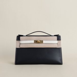 Kelly pochette Swift 89 Noir/01 blanc GHW