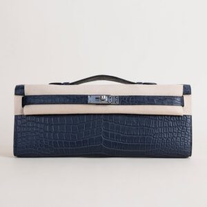 Kelly cut Matte Porosus Crocodile 2Z Blue nuit PHW