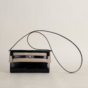 Kelly to go Shiny Alligator crocodile 89 Noir PHW