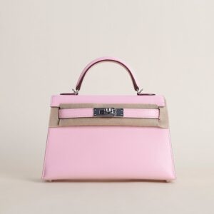 Mini Kelly II Chevre 3Q Rose sakura PHW
