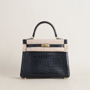 Kelly25 Matte Porosus Crocodile 89 Noir GHW