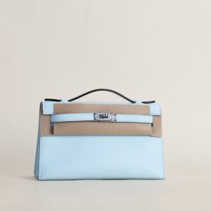 Kelly pochette Swift T0 Bleu Brume PHW