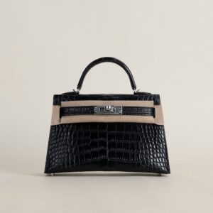 Mini Kelly II Matte Alligator Crocodile 89 Noir PHW