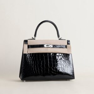 Kelly25 Shiny Alligator crocodile 89 Noir PHW