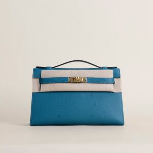 Kelly pochette Epsom W0 Vert bosphore GHW
