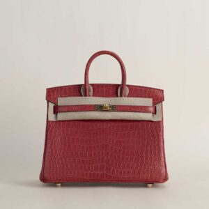Birkin 25cm Matte Porosus Crocodile Q5 Rouge casaque GHW