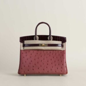 Birkin 25cm Touch Ostrich_ Niloticus Crocodile B5 Ruby_57 Bordeaux GHW_3 Birkin 25cm Touch Ostrich/ Niloticus Crocodile B5 Ruby/57 Bordeaux GHW