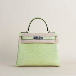 Kelly28 Matte Porosus Crocodile R9 Jaune bourgeon PHW