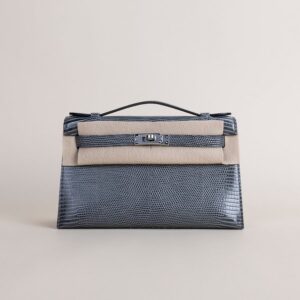 Kelly pochette Lizard skin 84 Gris fonce PHW