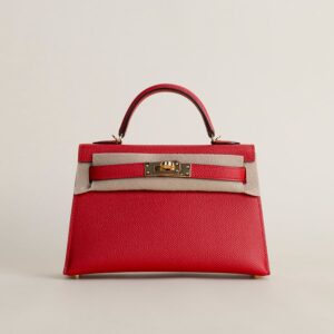 Mini Kelly II Epsom Q5 Rouge casaque GHW