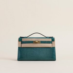 Kelly pochette Lizard 6O Vert Cypres GHW